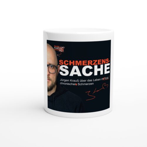 9a6a3bae-4d8c-4c7a-9668-6e2b631636c0.jpg Tasse mit Cover für Kaffee, Tee und Podcast-Freunde | 325 ml, weiß | 🛜 SCHMERZENSSACHE