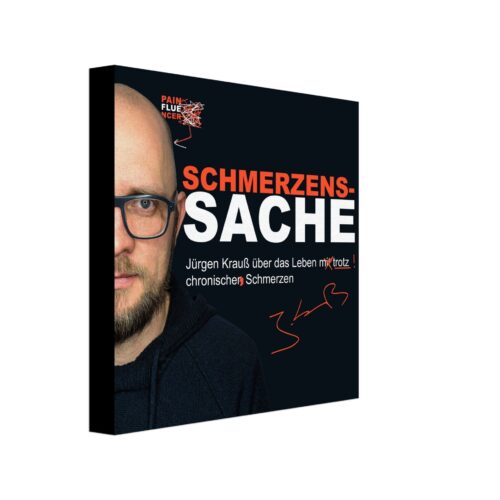 c81ed43f-a900-4215-b336-08cce7f9eac4.jpg Leinwand mit Podcast-Logo | 20x20x2 cm³, FSC | 🛜 SCHMERZENSSACHE