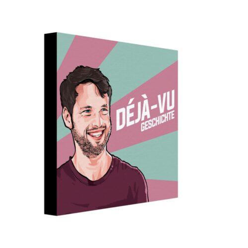 dc1d2f4b-63ea-424e-819a-568b0fddbc7b.jpg Leinwand mit Podcast-Logo | 20x20x2 cm³, FSC | 🛜 DÉJÀ-VU GESCHICHTE