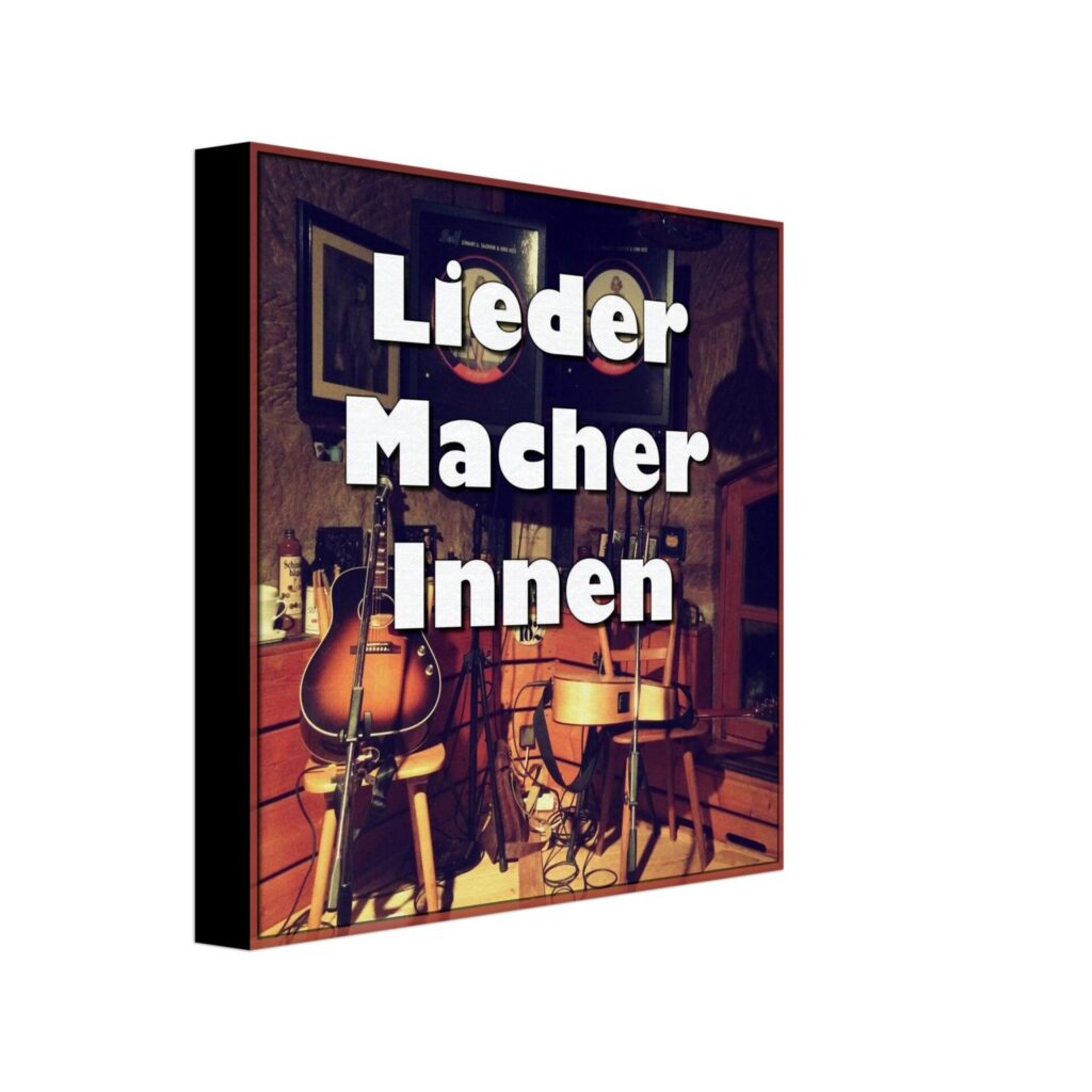 Leinwand mit Podcast-Logo | 20x20x2 cm³, FSC | 🛜 LIEDER:MACHER:INNEN