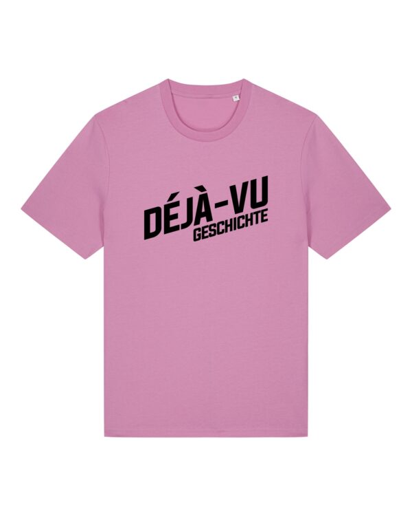 deja-vu-geschichte-logo-schwarz__stanley-stella-creator-2-0__bubblepink__front-main Logo-Shirt aus Baumwolle | unisex, bio, OEKOTEX-100, schwarzer Druck | 🛜 DÉJÀ-VU GESCHICHTE