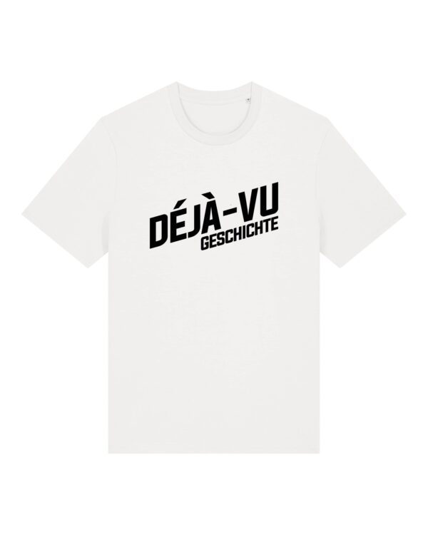 deja-vu-geschichte-logo-schwarz__stanley-stella-creator-2-0__offwhite__front-main Logo-Shirt aus Baumwolle | unisex, bio, OEKOTEX-100, schwarzer Druck | 🛜 DÉJÀ-VU GESCHICHTE