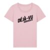 deja-vu-geschichte-logo-schwarz__stanley-stella-expresser-2-0__cottonpink__front-main enganliegendes Cover-Shirt mit Taille | Damen, 155 g/m², schwarzer Druck | 🛜 DÉJÀ-VU GESCHICHTE
