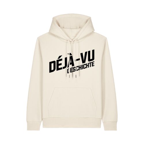 deja-vu-geschichte-logo-schwarz__stanley-stella-gamechanger__naturalraw__front-main Logo-Hoodie aus recyceltem Mischgewebe | unisex, Logo schwarz | 🛜 DÉJÀ-VU GESCHICHTE