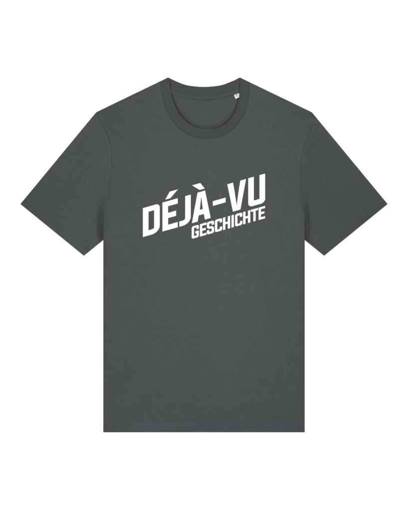 Logo-Shirt aus Baumwolle | unisex, bio, OEKOTEX-100, weißer Druck | 🛜 DÉJÀ-VU GESCHICHTE