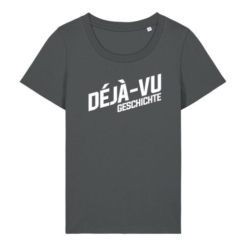 enganliegendes Cover-Shirt mit Taille | Damen, 155 g/m², weißer Druck | 🛜 DÉJÀ-VU GESCHICHTE