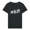 enganliegendes Cover-Shirt mit Taille | Damen, 155 g/m², weißer Druck | 🛜 DÉJÀ-VU GESCHICHTE