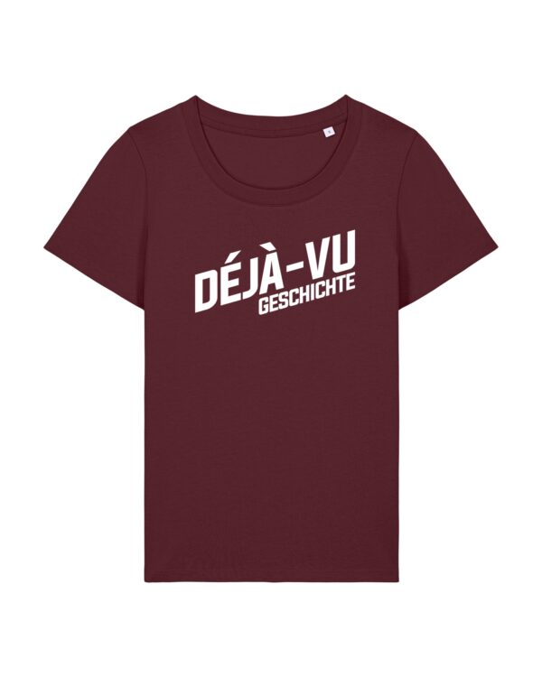 enganliegendes Cover-Shirt mit Taille | Damen, 155 g/m², weißer Druck | 🛜 DÉJÀ-VU GESCHICHTE