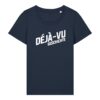 enganliegendes Cover-Shirt mit Taille | Damen, 155 g/m², weißer Druck | 🛜 DÉJÀ-VU GESCHICHTE