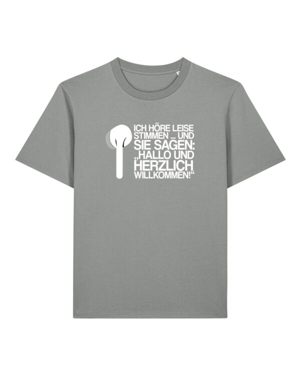 „Ich höre leise Stimmen“-Podcast-♥️-Shirt | unisex, bio, OEKOTEX-100, weißer Druck