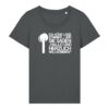 leise-stimmen-weiss__stanley-stella-expresser-2-0__anthracite__front-main „Ich höre leise Stimmen“-Podcast-♥️-Shirt | Damen, bio, OEKOTEX-100, weißer Druck