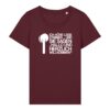 leise-stimmen-weiss__stanley-stella-expresser-2-0__burgundy__front-main „Ich höre leise Stimmen“-Podcast-♥️-Shirt | Damen, bio, OEKOTEX-100, weißer Druck