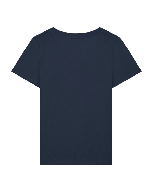 leise-stimmen-weiss__stanley-stella-expresser-2-0__french-navy__back-main „Ich höre leise Stimmen“-Podcast-♥️-Shirt | Damen, bio, OEKOTEX-100, weißer Druck