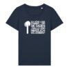 leise-stimmen-weiss__stanley-stella-expresser-2-0__french-navy__front-main „Ich höre leise Stimmen“-Podcast-♥️-Shirt | Damen, bio, OEKOTEX-100, weißer Druck