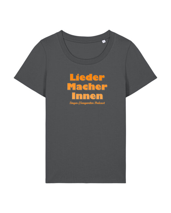 liedermacher-innen-logo__stanley-stella-expresser-2-0__anthracite__front-main Logoshirt für Musik- und Podcastfans | Damen, bio, OEKOTEX-100, diverse Farben | 🛜 LIEDER:MACHER:INNEN