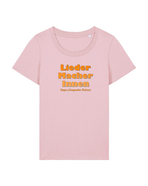liedermacher-innen-logo__stanley-stella-expresser-2-0__cotton-pink__front-main Logoshirt für Musik- und Podcastfans | Damen, bio, OEKOTEX-100, diverse Farben | 🛜 LIEDER:MACHER:INNEN