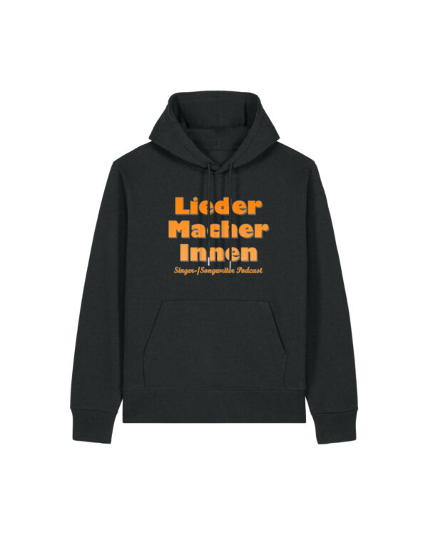 liedermacher-innen-logo__stanley-stella-gamechanger__black__front-main Logo-Hoodie | unisex, bio, OEKOTEX-100, diverse Farben | 🛜 LIEDER:MACHER:INNEN
