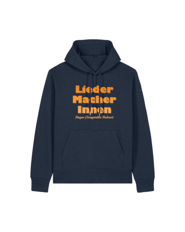 liedermacher-innen-logo__stanley-stella-gamechanger__french-navy__front-main Logo-Hoodie | unisex, bio, OEKOTEX-100, diverse Farben | 🛜 LIEDER:MACHER:INNEN