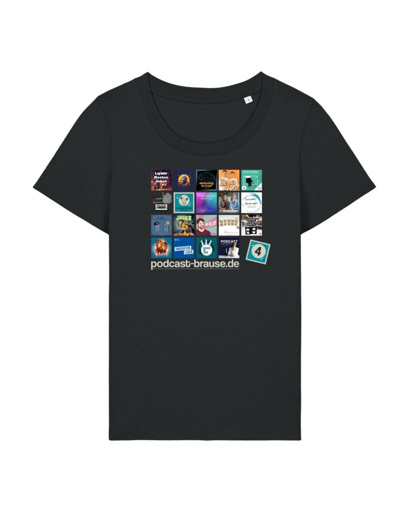Staffel-4-Shirt aus Baumwolle | Damen, bio, OEKOTEX-100, enganliegend | 🛜 PODCAST-BRAUSE