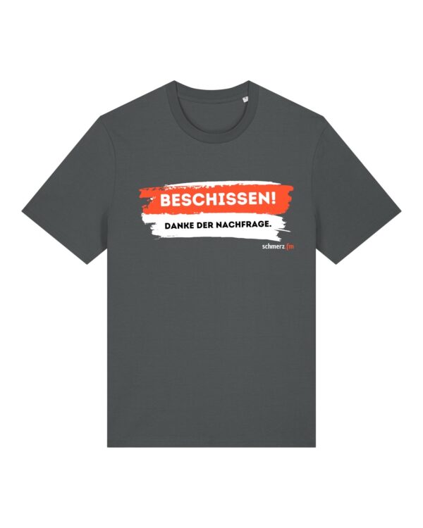 schmerzenssache-beschissen__stanley-stella-creator-2-0__anthracite__front-main „Na, wie geht's?“-Shirt aus Baumwolle | unisex, bio, OEKOTEX-100, diverse Farben | 🛜 SCHMERZENSSACHE