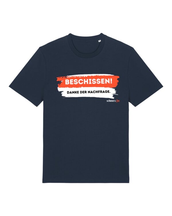 schmerzenssache-beschissen__stanley-stella-creator-2-0__frenchnavy__front-main „Na, wie geht's?“-Shirt aus Baumwolle | unisex, bio, OEKOTEX-100, diverse Farben | 🛜 SCHMERZENSSACHE