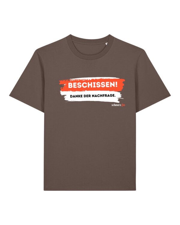 schmerzenssache-beschissen__stanley-stella-creator-2-0__mocha__front-main „Na, wie geht's?“-Shirt aus Baumwolle | unisex, bio, OEKOTEX-100, diverse Farben | 🛜 SCHMERZENSSACHE
