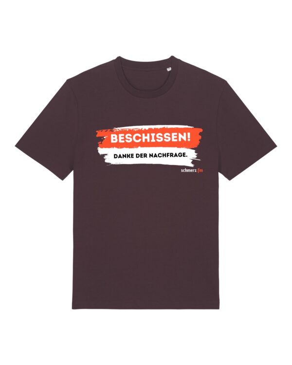 schmerzenssache-beschissen__stanley-stella-creator-2-0__redbrown__front-main „Na, wie geht's?“-Shirt aus Baumwolle | unisex, bio, OEKOTEX-100, diverse Farben | 🛜 SCHMERZENSSACHE