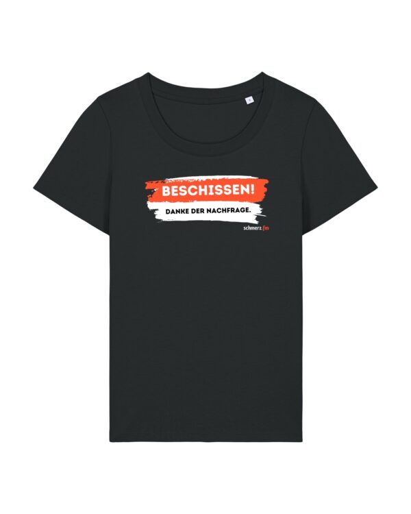 schmerzenssache-beschissen__stanley-stella-expresser-2-0__black__front-main enganliegendes „Na, wie geht's?“-Shirt | damen, bio, OEKOTEX-100, diverse Farben | 🛜 SCHMERZENSSACHE