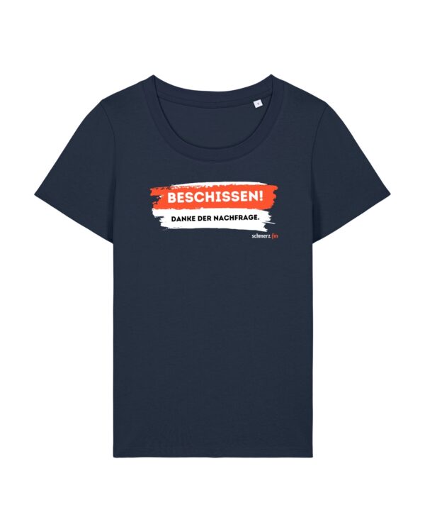 schmerzenssache-beschissen__stanley-stella-expresser-2-0__french-navy__front-main enganliegendes „Na, wie geht's?“-Shirt | damen, bio, OEKOTEX-100, diverse Farben | 🛜 SCHMERZENSSACHE
