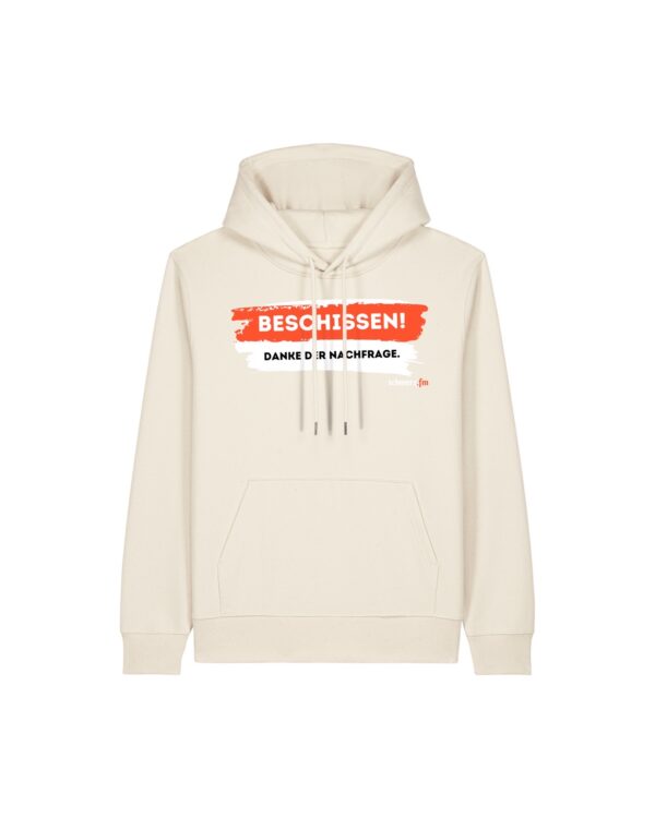 schmerzenssache-beschissen__stanley-stella-gamechanger__natural-raw__front-main „Na, wie geht's?“-Hoodie aus recyceltem Mischgewebe | unisex, nachhaltig, diverse Farben | 🛜 SCHMERZENSSACHE