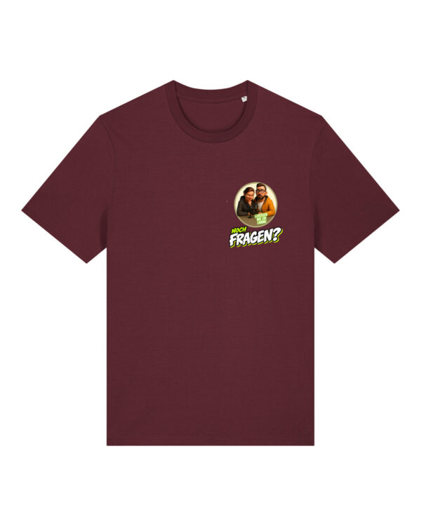 gerissen-wie-ein-lamm-comic-sm__stanley-stella-creator-2-0__burgundy__front-main Comic-Shirt Brustdruck | unisex, bio, OEKOTEX-100 | 🛜 GERISSEN WIE EIN LAMM