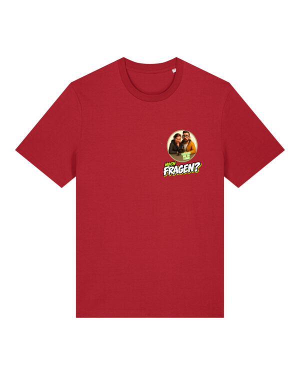 gerissen-wie-ein-lamm-comic-sm__stanley-stella-creator-2-0__red__front-main Comic-Shirt Brustdruck | unisex, bio, OEKOTEX-100 | 🛜 GERISSEN WIE EIN LAMM