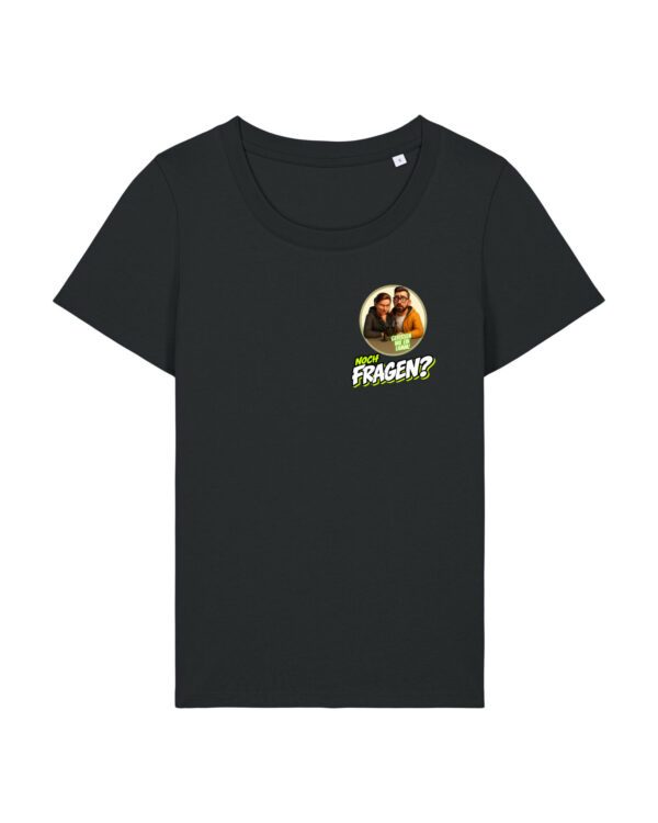 gerissen-wie-ein-lamm-comic-sm__stanley-stella-expresser-2-0__black__front-main Comic-Shirt Brustdruck mit Taille | Damen, bio, OEKOTEX-100 | 🛜 GERISSEN WIE EIN LAMM