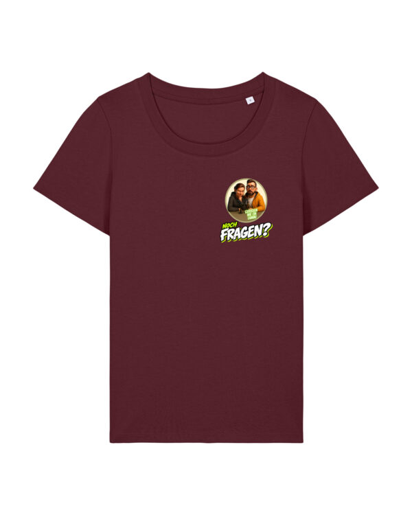 gerissen-wie-ein-lamm-comic-sm__stanley-stella-expresser-2-0__burgundy__front-main Comic-Shirt Brustdruck mit Taille | Damen, bio, OEKOTEX-100 | 🛜 GERISSEN WIE EIN LAMM