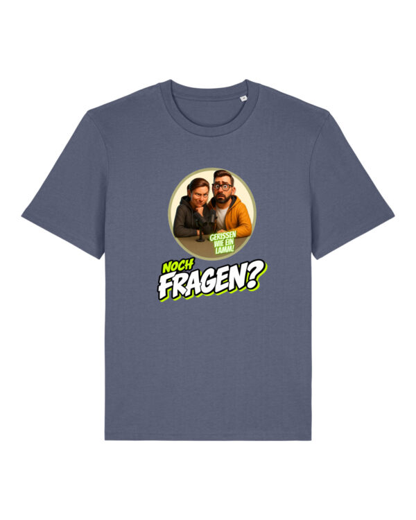 „Noch Fragen?“-Comic-Shirt | unisex, bio, OEKOTEX-100, diverse Farben | 🛜 GERISSEN WIE EIN LAMM