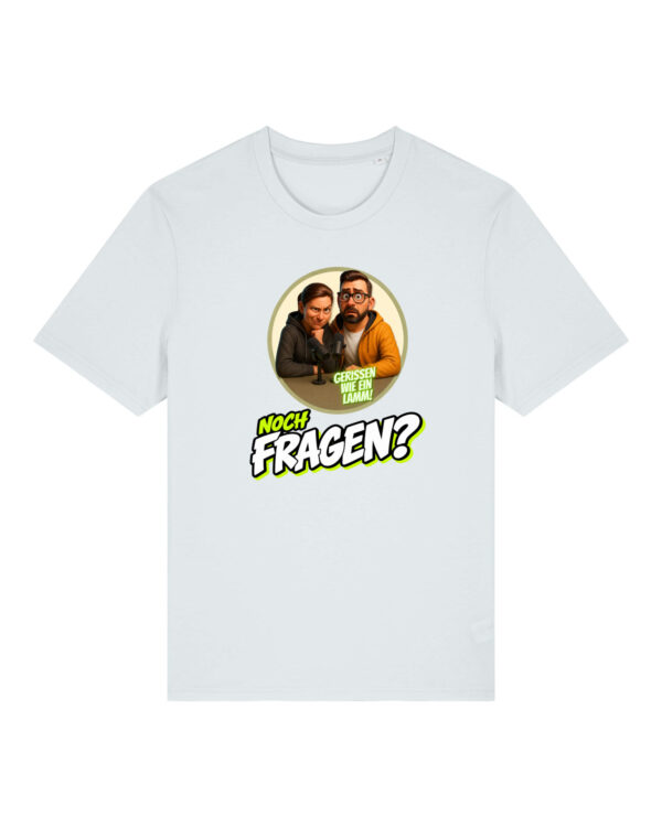 „Noch Fragen?“-Comic-Shirt | unisex, bio, OEKOTEX-100, diverse Farben | 🛜 GERISSEN WIE EIN LAMM