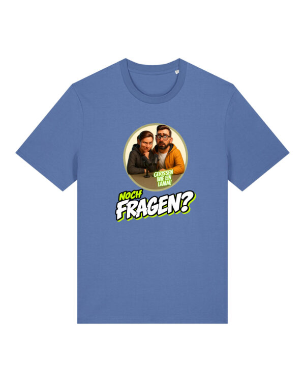 „Noch Fragen?“-Comic-Shirt | unisex, bio, OEKOTEX-100, diverse Farben | 🛜 GERISSEN WIE EIN LAMM