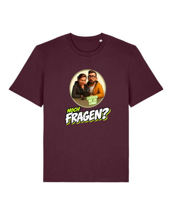 „Noch Fragen?“-Comic-Shirt | unisex, bio, OEKOTEX-100, diverse Farben | 🛜 GERISSEN WIE EIN LAMM
