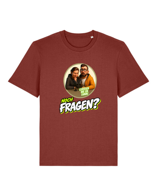 „Noch Fragen?“-Comic-Shirt | unisex, bio, OEKOTEX-100, diverse Farben | 🛜 GERISSEN WIE EIN LAMM