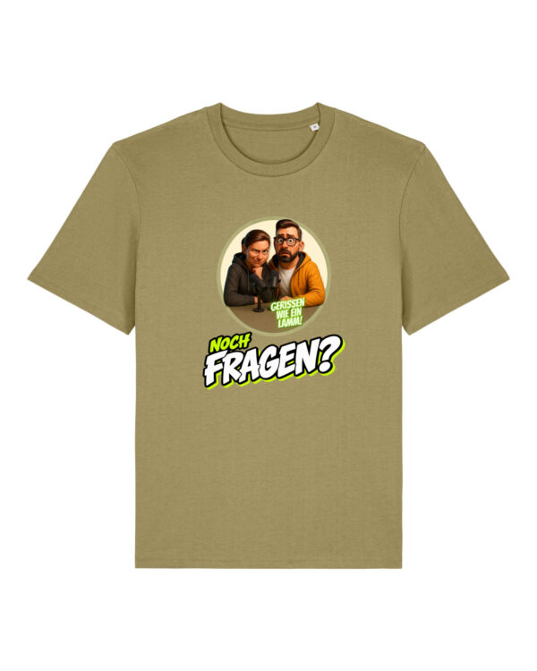 „Noch Fragen?“-Comic-Shirt | unisex, bio, OEKOTEX-100, diverse Farben | 🛜 GERISSEN WIE EIN LAMM