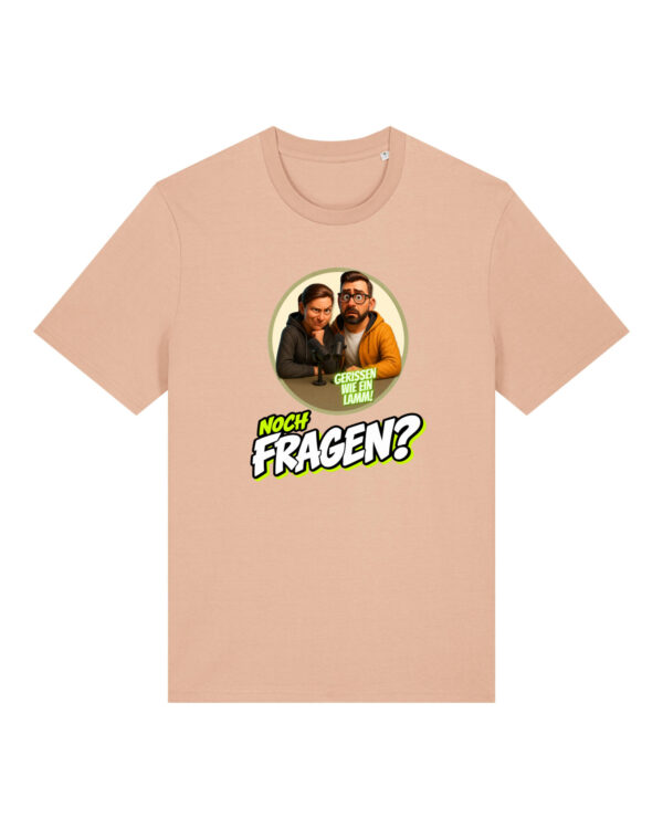 „Noch Fragen?“-Comic-Shirt | unisex, bio, OEKOTEX-100, diverse Farben | 🛜 GERISSEN WIE EIN LAMM