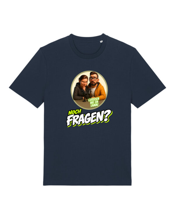 „Noch Fragen?“-Comic-Shirt | unisex, bio, OEKOTEX-100, diverse Farben | 🛜 GERISSEN WIE EIN LAMM