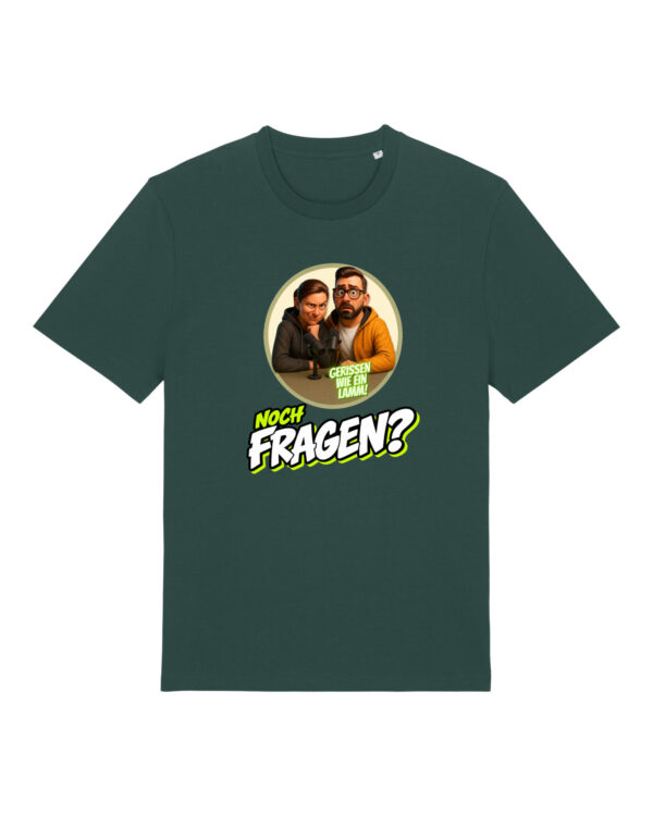 „Noch Fragen?“-Comic-Shirt | unisex, bio, OEKOTEX-100, diverse Farben | 🛜 GERISSEN WIE EIN LAMM