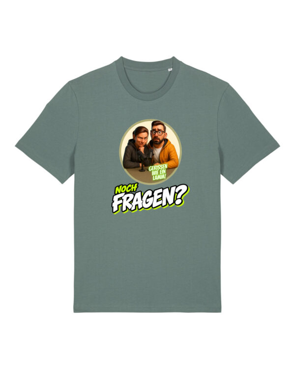 „Noch Fragen?“-Comic-Shirt | unisex, bio, OEKOTEX-100, diverse Farben | 🛜 GERISSEN WIE EIN LAMM