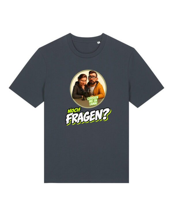„Noch Fragen?“-Comic-Shirt | unisex, bio, OEKOTEX-100, diverse Farben | 🛜 GERISSEN WIE EIN LAMM
