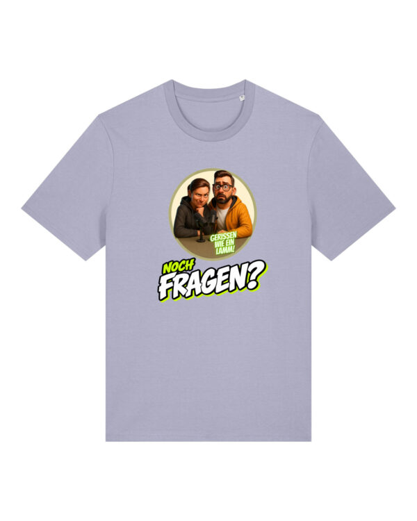 „Noch Fragen?“-Comic-Shirt | unisex, bio, OEKOTEX-100, diverse Farben | 🛜 GERISSEN WIE EIN LAMM