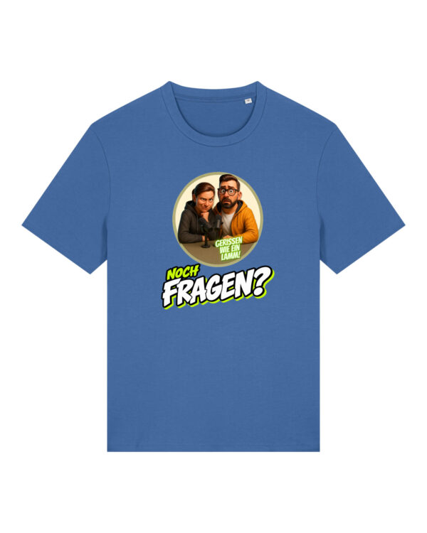 „Noch Fragen?“-Comic-Shirt | unisex, bio, OEKOTEX-100, diverse Farben | 🛜 GERISSEN WIE EIN LAMM