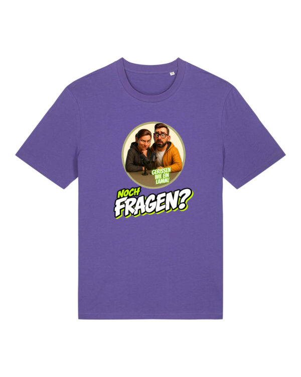 „Noch Fragen?“-Comic-Shirt | unisex, bio, OEKOTEX-100, diverse Farben | 🛜 GERISSEN WIE EIN LAMM