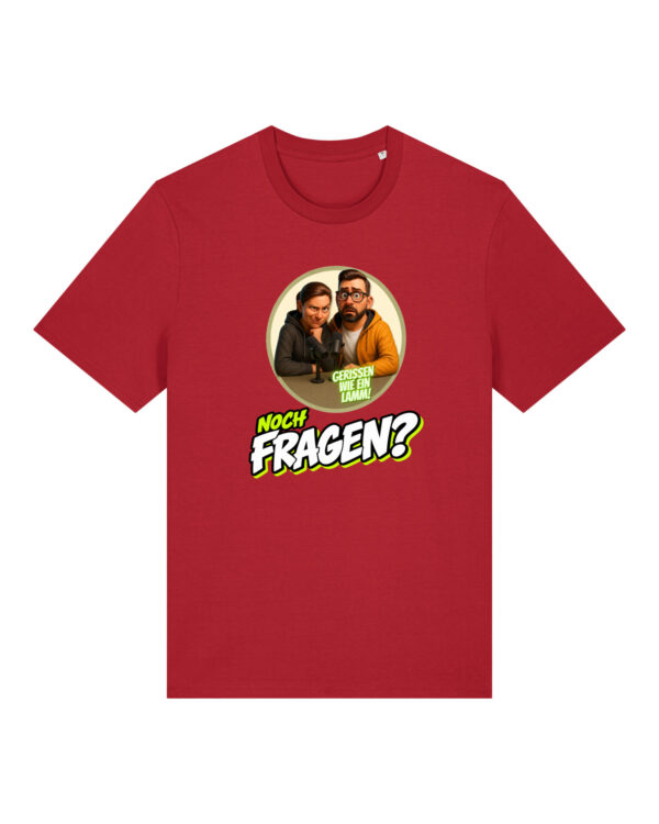 „Noch Fragen?“-Comic-Shirt | unisex, bio, OEKOTEX-100, diverse Farben | 🛜 GERISSEN WIE EIN LAMM