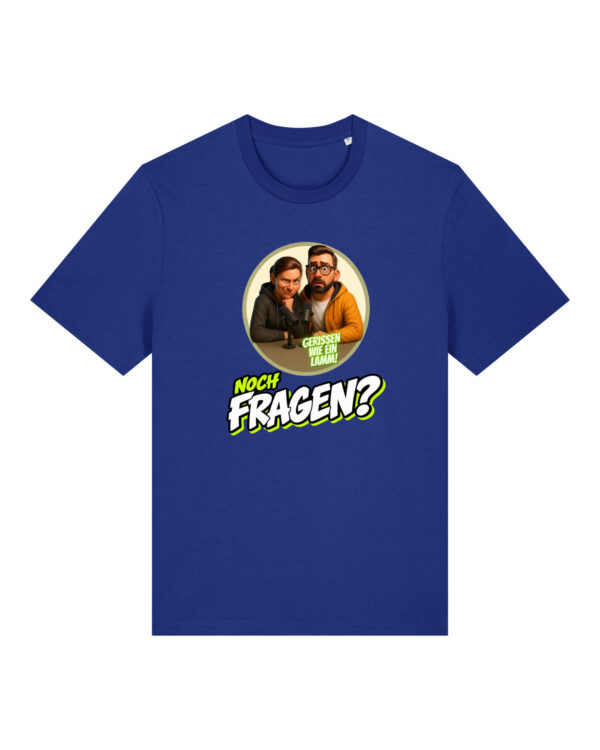 „Noch Fragen?“-Comic-Shirt | unisex, bio, OEKOTEX-100, diverse Farben | 🛜 GERISSEN WIE EIN LAMM